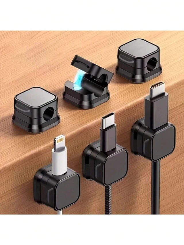 Alt view image 3 of 6 - Bks 4 Pack Magnetic Cable Organizer Clips, Desktop Wire Holder for Phone Charging Line Tidy, Bedside Kitchen Office