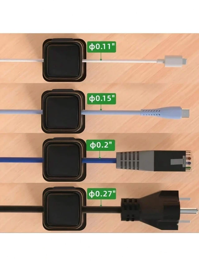 Alt view image 4 of 6 - Bks 4 Pack Magnetic Cable Organizer Clips, Desktop Wire Holder for Phone Charging Line Tidy, Bedside Kitchen Office