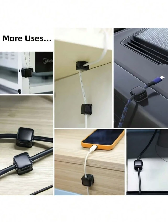 Alt view image 6 of 6 - Bks 4 Pack Magnetic Cable Organizer Clips, Desktop Wire Holder for Phone Charging Line Tidy, Bedside Kitchen Office