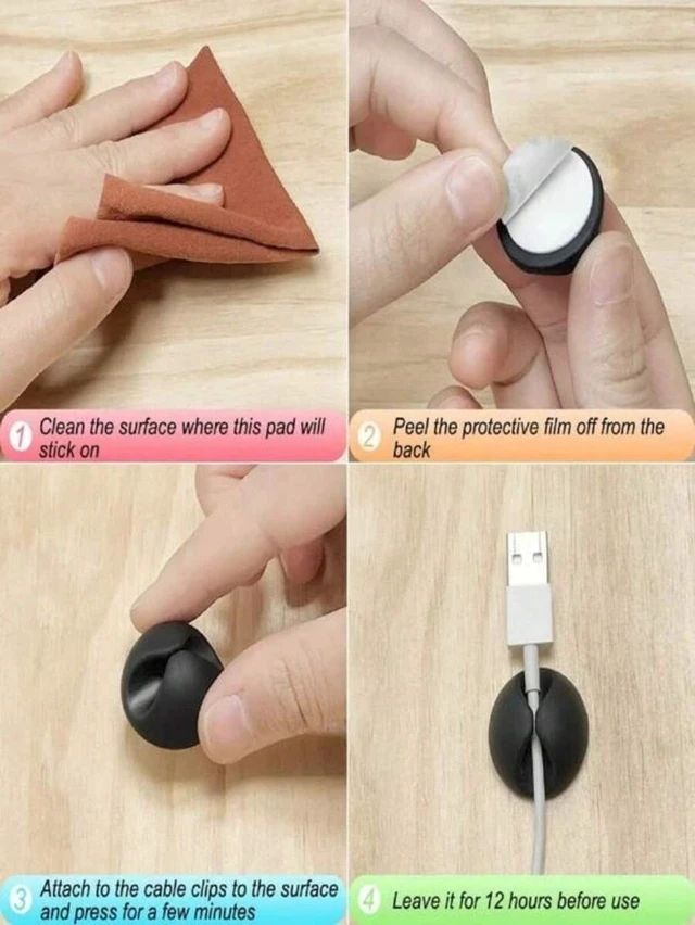 Alt view image 7 of 7 - Bks 3pcs Desktop Cable Organizer Data Line Fixer Minimalist Phone Storage Holder Reusable Charging Tie