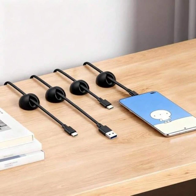 Alt view image 5 of 7 - Bks 6 Pack Cord Cable Organizer Clips Black Durable Plastic Anti-Slip Holder For Desk Nightstand Phone Charger Wire Management