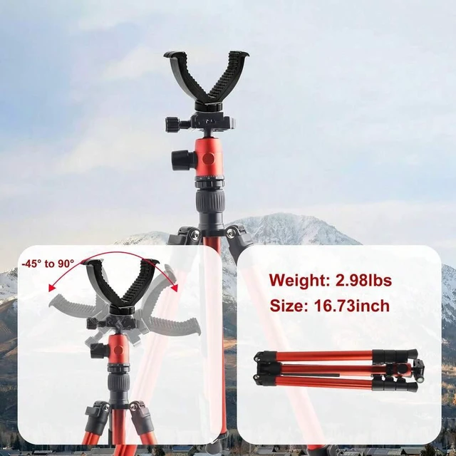 Alt view image 4 of 7 - Bks Portable Foldable Camera Tripod, Max 154.5cm Height, With Bubble Level, V-Yoke And Storage Bag, For Photography, Hunting & Wildlife Shooting