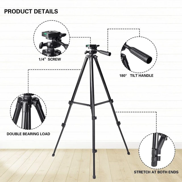 Alt view image 3 of 5 - Bks Portable Adjustable Tripod with Bluetooth Remote Control, 5-Piece Accessory Set for Mobile Phones and Cameras, Easy DIY Live Light Setup