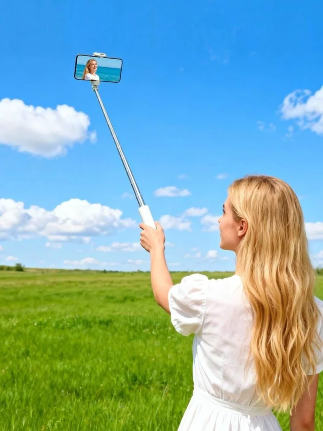 Alt view image 2 of 7 - Bks 70 Inch Portable Extendable Selfie Stick Tripod with Wireless Remote 360 Rotation for Android Smartphones Travel Vlogging