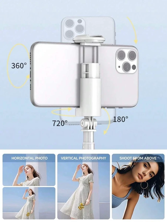 Alt view image 5 of 7 - Bks 70 Inch Portable Extendable Selfie Stick Tripod with Wireless Remote 360 Rotation for Android Smartphones Travel Vlogging