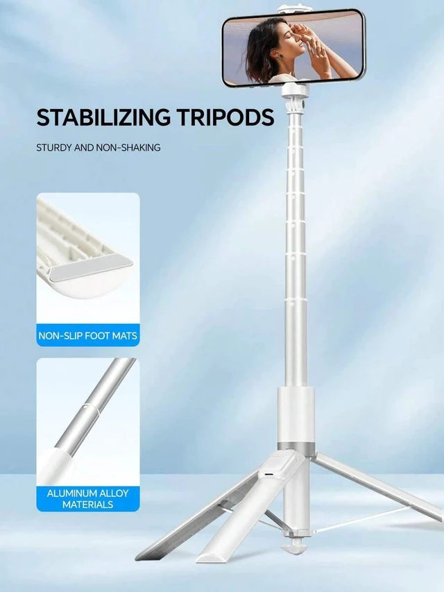 Alt view image 6 of 7 - Bks 70 Inch Portable Extendable Selfie Stick Tripod with Wireless Remote 360 Rotation for Android Smartphones Travel Vlogging
