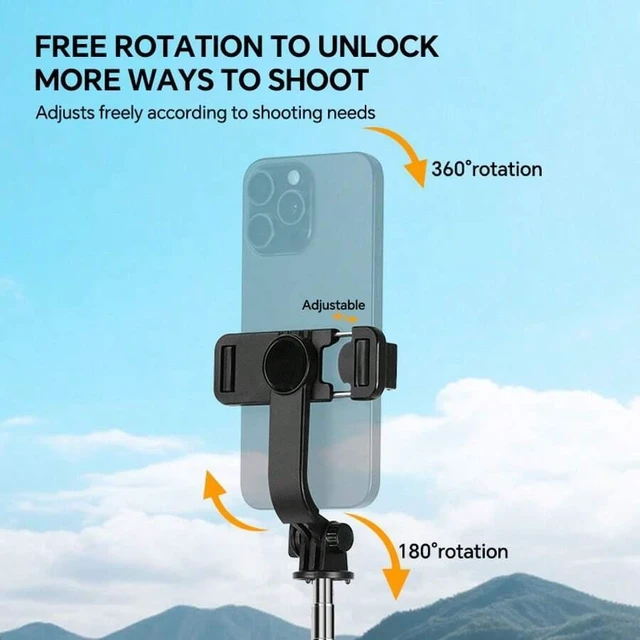 Alt view image 4 of 7 - Bks 40 Inch Retractable Selfie Stick Tripod with Wireless Remote 360 Rotation Anti-Shake for iPhone Android Smartphones Live Streaming Travel Vlogs