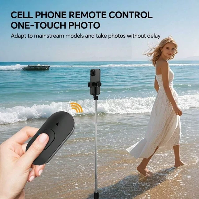 Alt view image 5 of 7 - Bks 40 Inch Retractable Selfie Stick Tripod with Wireless Remote 360 Rotation Anti-Shake for iPhone Android Smartphones Live Streaming Travel Vlogs