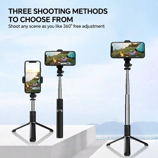 Alt view image 7 of 7 - Bks 40 Inch Retractable Selfie Stick Tripod with Wireless Remote 360 Rotation Anti-Shake for iPhone Android Smartphones Live Streaming Travel Vlogs