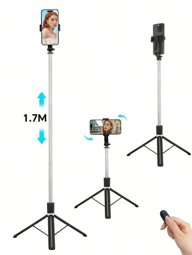 Alt view image 2 of 7 - Bks 68 Inch Retractable Selfie Stick Professional Floor Tripod Live Streaming, With Wireless Remote, 360 Rotation, Stable Anti-Shake Design. Travel Vlogs & Outdoor Live Streaming. Compatible With Andr