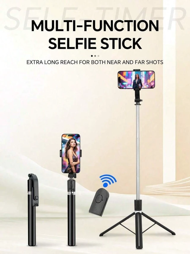Alt view image 3 of 7 - Bks 68 Inch Retractable Selfie Stick Professional Floor Tripod Live Streaming, With Wireless Remote, 360 Rotation, Stable Anti-Shake Design. Travel Vlogs & Outdoor Live Streaming. Compatible With Andr