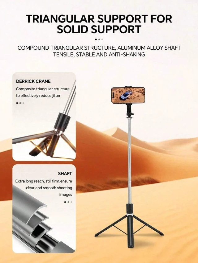 Alt view image 4 of 7 - Bks 68 Inch Retractable Selfie Stick Professional Floor Tripod Live Streaming, With Wireless Remote, 360 Rotation, Stable Anti-Shake Design. Travel Vlogs & Outdoor Live Streaming. Compatible With Andr