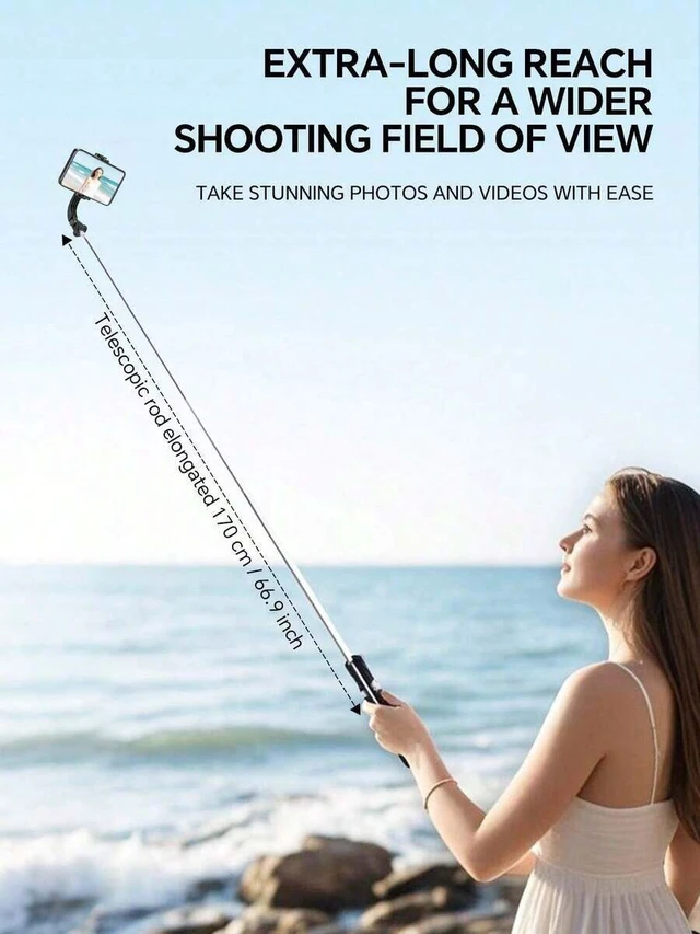 Alt view image 6 of 7 - Bks 68 Inch Retractable Selfie Stick Professional Floor Tripod Live Streaming, With Wireless Remote, 360 Rotation, Stable Anti-Shake Design. Travel Vlogs & Outdoor Live Streaming. Compatible With Andr