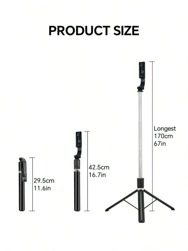 Alt view image 7 of 7 - Bks 68 Inch Retractable Selfie Stick Professional Floor Tripod Live Streaming, With Wireless Remote, 360 Rotation, Stable Anti-Shake Design. Travel Vlogs & Outdoor Live Streaming. Compatible With Andr