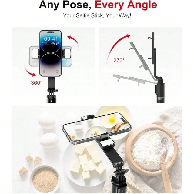 Alt view image 7 of 7 - Bks Selfie Stick Phone Tripod With Remote And LED Fill Lights - 70 Inch Heigh Cell Phone Holder For Travel, Vlogging, Live Streaming Video And Photos, Phone Stand Compatible With IPhone And Android