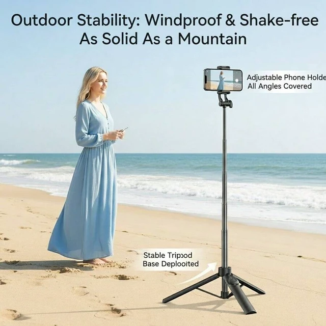 Alt view image 5 of 6 - Bks 43 Inch Extendable Phone Tripod Selfie Stick Compact Travel Holder for Smartphones ADJUSTABLE
