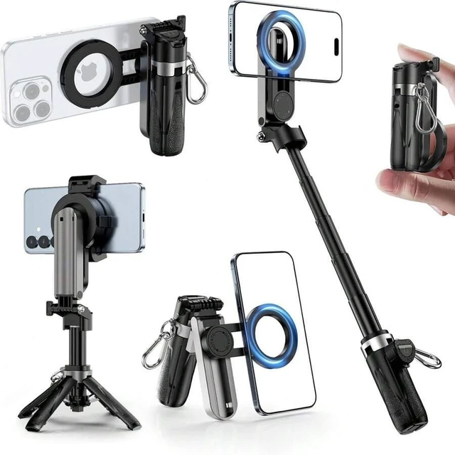 Main image of Bks 4-In-1 Magnetic Phone Tripod, Mini Selfie Stick With 360° Rotation, Bluetooth Remote Control, Portable Pocket Tripod For IPhone, Android, Vlog, Live Stream, Travel