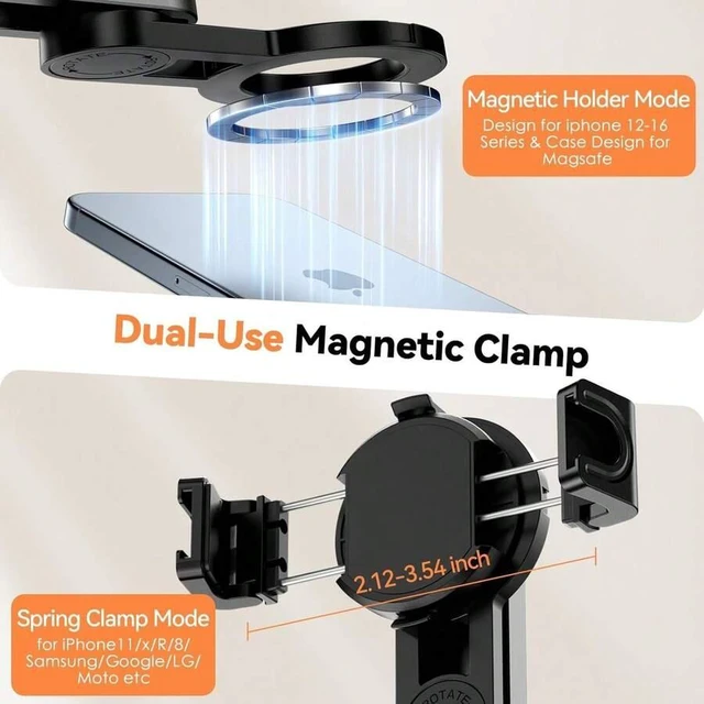 Alt view image 7 of 7 - Bks 4-In-1 Magnetic Phone Tripod, Mini Selfie Stick With 360° Rotation, Bluetooth Remote Control, Portable Pocket Tripod For IPhone, Android, Vlog, Live Stream, Travel