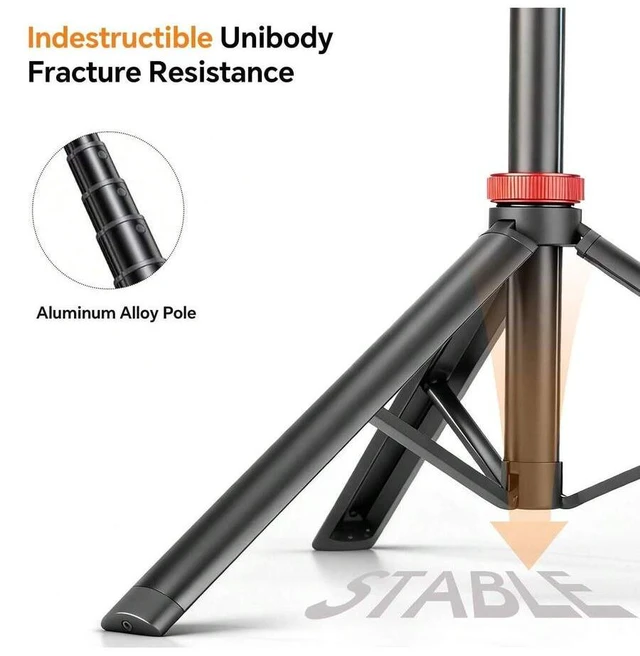 Alt view image 4 of 7 - Bks Adjustable Height Sturdy Base Premium Tripod Design For Travel Compatible With IPhone Android Cameras Live Streaming Stable Recording Selfie Stick Vlogging Equipment 360 Rotation