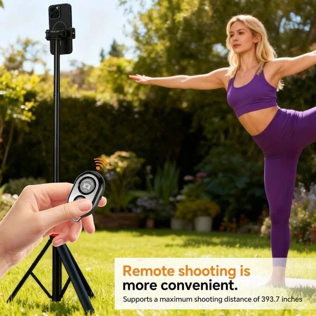 Alt view image 7 of 7 - Bks Adjustable Height Sturdy Base Premium Tripod Design For Travel Compatible With IPhone Android Cameras Live Streaming Stable Recording Selfie Stick Vlogging Equipment 360 Rotation