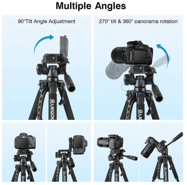 Alt view image 3 of 5 - Bks Aluminum Alloy Camera Tripod, Adjustable Height 152cm, Rotatable Design for DSLR Cameras Mobile Phones Projectors Live Streaming