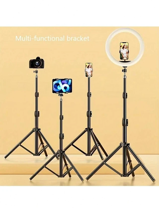 Main image of Bks Adjustable Iron Tripod Stand With Phone Holder Clip, Foldable Multi-Functional Camera Tripod, With Clamp-Type Fixation, Triangular Metal Stand, Suitable For Smartphones And Cameras