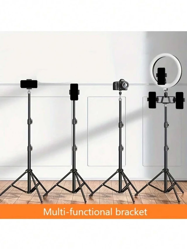 Alt view image 3 of 7 - Bks Adjustable Iron Tripod Stand With Phone Holder Clip, Foldable Multi-Functional Camera Tripod, With Clamp-Type Fixation, Triangular Metal Stand, Suitable For Smartphones And Cameras
