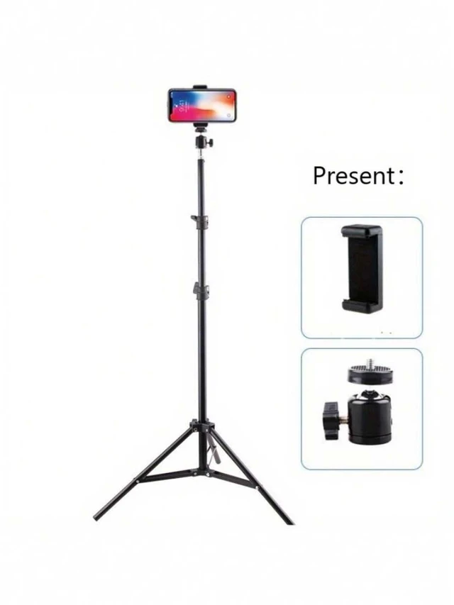 Alt view image 6 of 7 - Bks Adjustable Iron Tripod Stand With Phone Holder Clip, Foldable Multi-Functional Camera Tripod, With Clamp-Type Fixation, Triangular Metal Stand, Suitable For Smartphones And Cameras