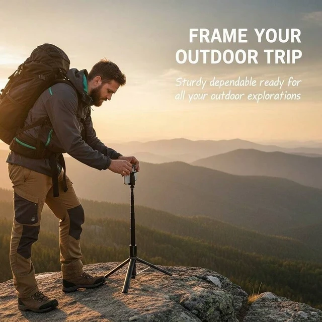 Alt view image 5 of 7 - Bks 160cm Professional Selfie Stick Tripod - Heavy Duty Extendable Pole With Bluetooth Remote, 360 Rotatable Phone Mount, Portable Camera Stand For Content Creators