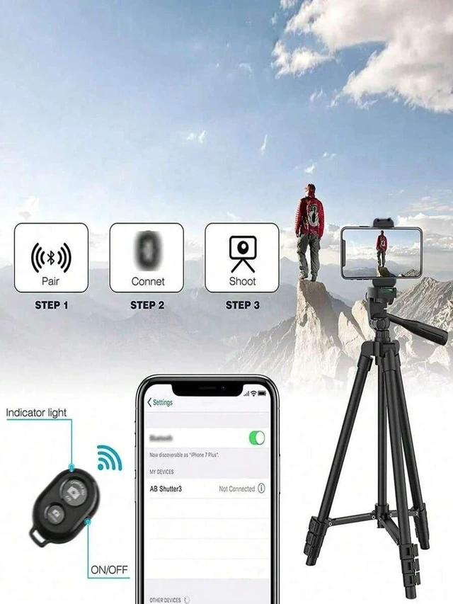 Alt view image 6 of 7 - Bks Portable Camera Tripod With Wireless Remote Control Phone Holder Carrying Bag
