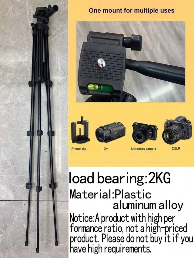 Alt view image 4 of 7 - Bks Portable Camera Tripod With Wireless Remote Control Phone Holder Carrying Bag
