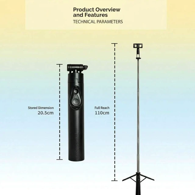 Main image of Bks 43 Inch Portable Selfie Stick Tripod with Wireless Controller for Smartphone Video Recording and Solo Travel