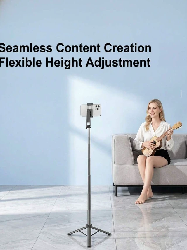 Alt view image 2 of 6 - Bks 43 Inch Portable Selfie Stick Tripod with Wireless Controller for Smartphone Video Recording and Solo Travel