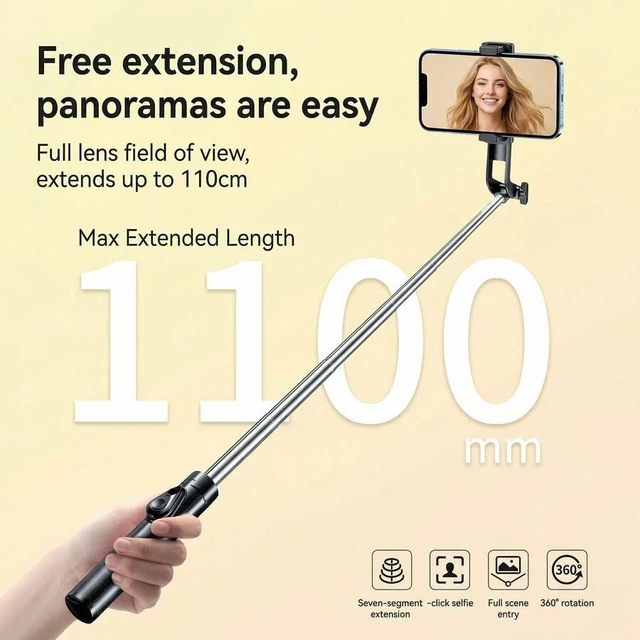 Alt view image 4 of 6 - Bks 43 Inch Portable Selfie Stick Tripod with Wireless Controller for Smartphone Video Recording and Solo Travel