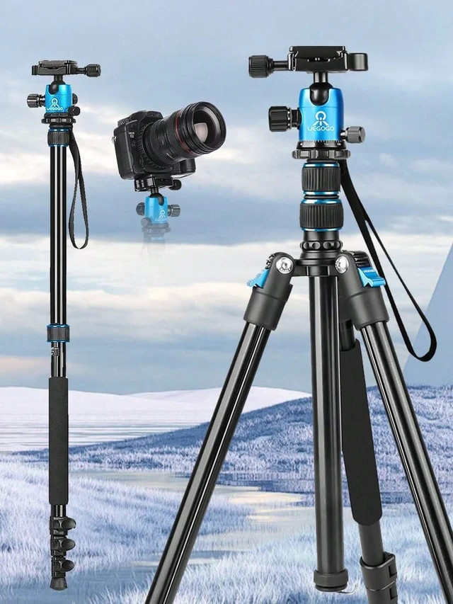 Main image of Bks 55-Inch Heavy Duty Aluminum Camera Tripod With Handbag And Phone Stand - Compatible With Monocular Camera, Phone, Projector, Ring Light For Easy Storage And Carrying (Red) For Iphone Android Phone