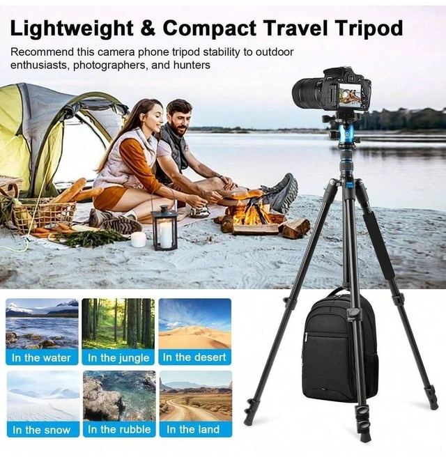 Alt view image 5 of 6 - Bks 55-Inch Heavy Duty Aluminum Camera Tripod With Handbag And Phone Stand - Compatible With Monocular Camera, Phone, Projector, Ring Light For Easy Storage And Carrying (Red) For Iphone Android Phone