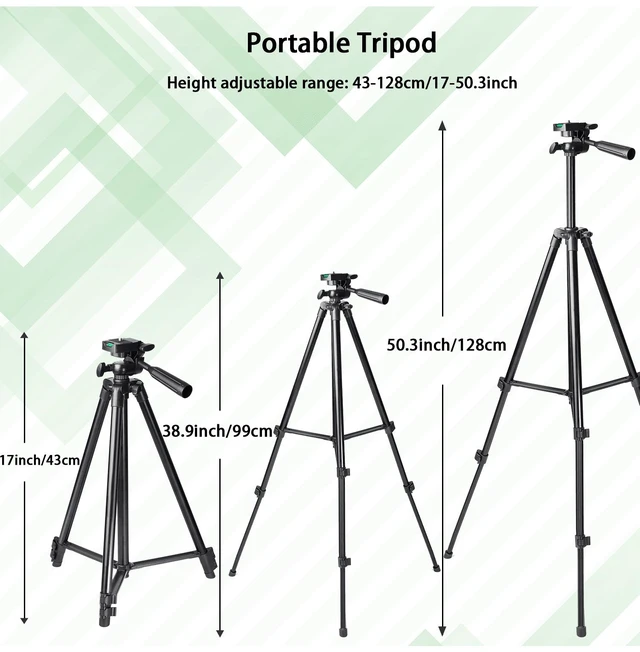 Alt view image 3 of 7 - Bks 51 Inch Adjustable Aluminum Travel Video Tripod for Mobile Camera Live Streaming with Fill Light