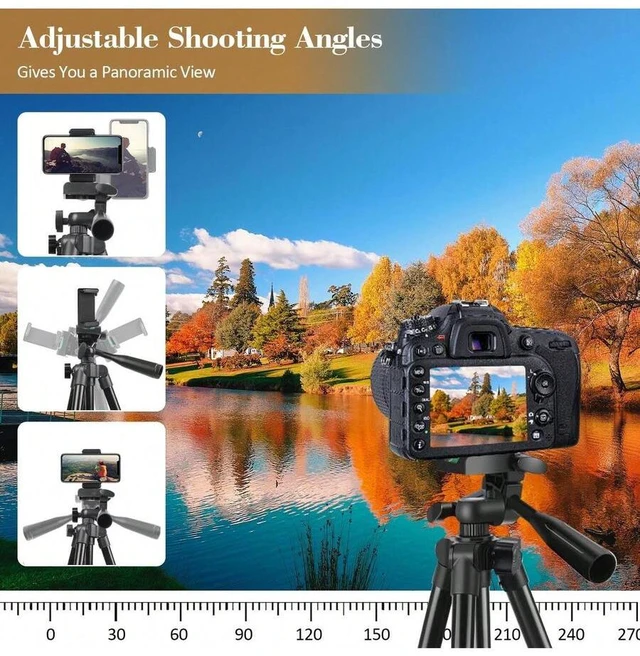 Alt view image 6 of 7 - Bks 51 Inch Adjustable Aluminum Travel Video Tripod for Mobile Camera Live Streaming with Fill Light