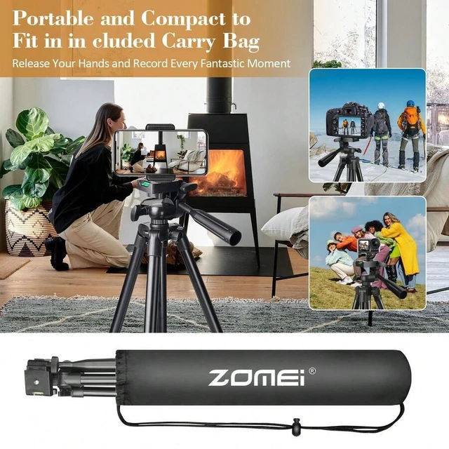 Alt view image 7 of 7 - Bks 51 Inch Adjustable Aluminum Travel Video Tripod for Mobile Camera Live Streaming with Fill Light