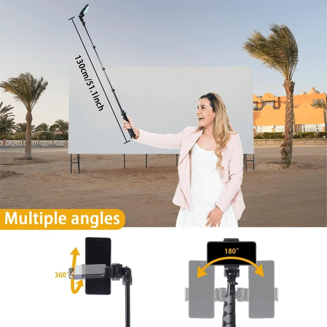 Alt view image 3 of 6 - Bks 130cm Aluminum Tripod, 360 Rotatable Foldable Telescopic Stand With Phone Clip For Selfies Video Recording Zoom Meetings Photography