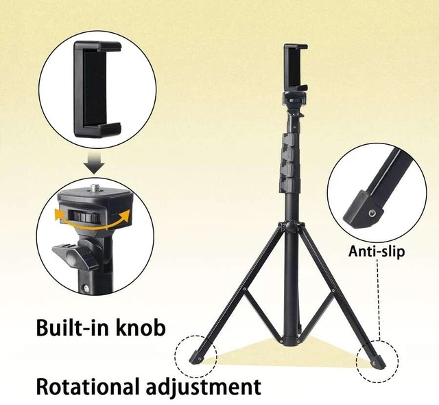 Alt view image 5 of 6 - Bks 130cm Aluminum Tripod, 360 Rotatable Foldable Telescopic Stand With Phone Clip For Selfies Video Recording Zoom Meetings Photography