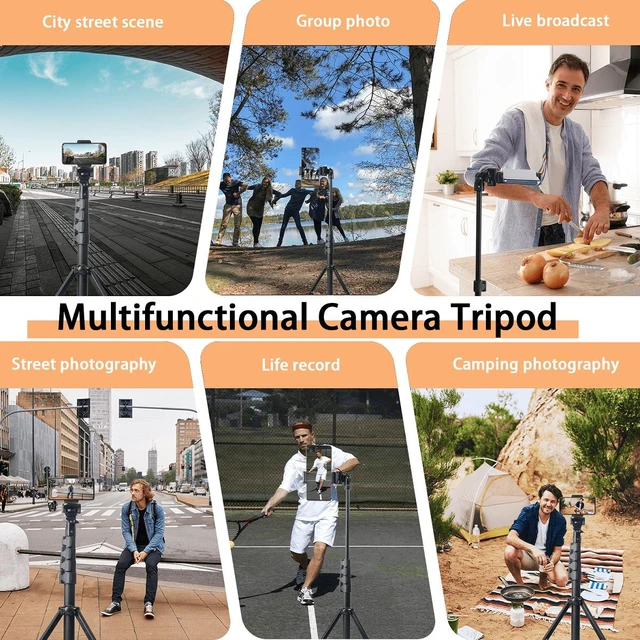 Alt view image 6 of 6 - Bks 130cm Aluminum Tripod, 360 Rotatable Foldable Telescopic Stand With Phone Clip For Selfies Video Recording Zoom Meetings Photography