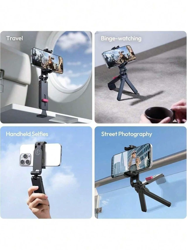 Alt view image 2 of 7 - Bks Mini Mobile Phone Tripod Desktop Stand with Cold Shoe Mounts, Portable Selfie Stick Holder for iPhone Android Travel Vlog