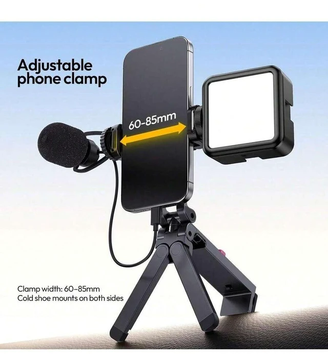 Alt view image 7 of 7 - Bks Mini Mobile Phone Tripod Desktop Stand with Cold Shoe Mounts, Portable Selfie Stick Holder for iPhone Android Travel Vlog