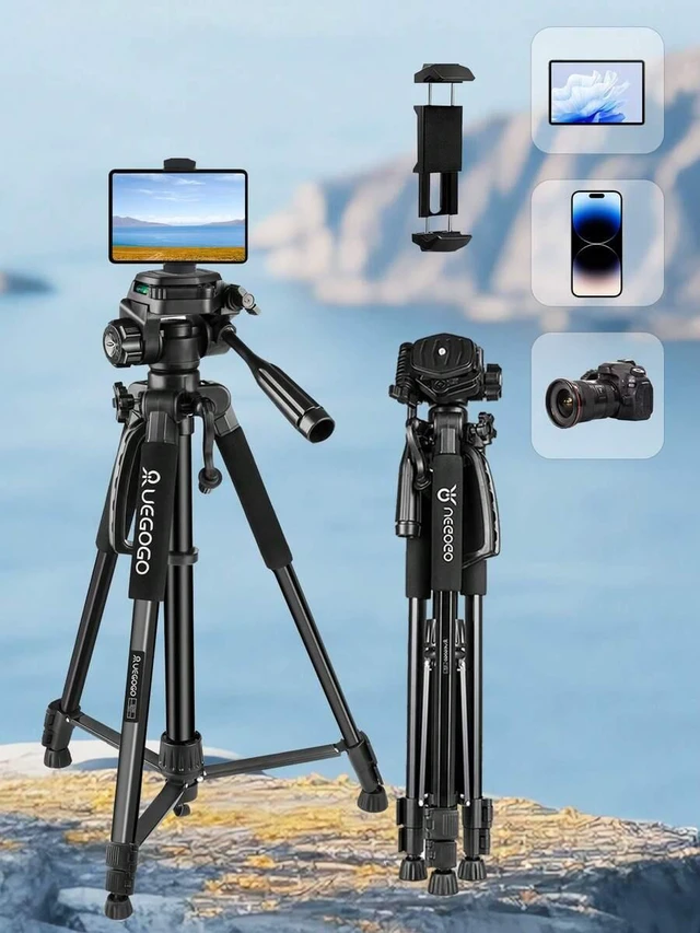 Main image of Bks 60-Inch Aluminum Alloy Selfie Stick Tripod Wide Adjustable Phone Clip Compatible With Smartphones Tablets IOS Android