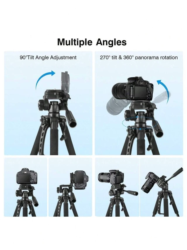 Alt view image 3 of 7 - Bks 60-Inch Aluminum Alloy Selfie Stick Tripod Wide Adjustable Phone Clip Compatible With Smartphones Tablets IOS Android