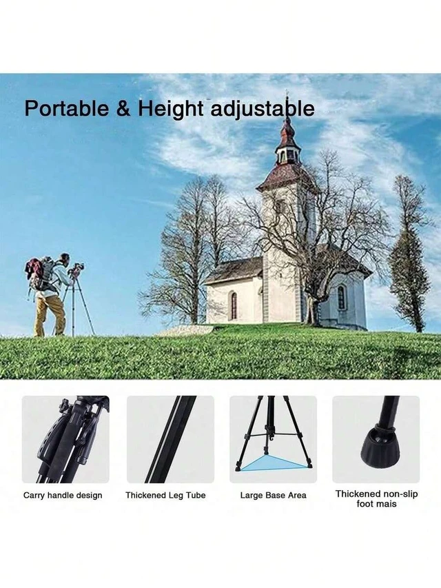 Alt view image 6 of 7 - Bks 60-Inch Aluminum Alloy Selfie Stick Tripod Wide Adjustable Phone Clip Compatible With Smartphones Tablets IOS Android