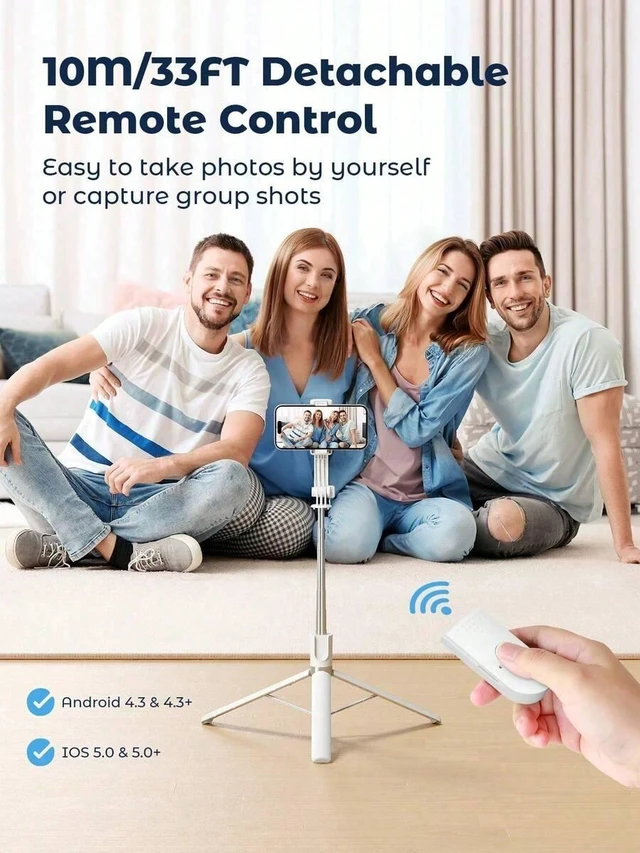 Alt view image 6 of 7 - Bks Pink Extendable Selfie Stick Tripod With Wireless Remote & Fill Light Compatible With iPhone Android Smartphone For Travel Vlog Video