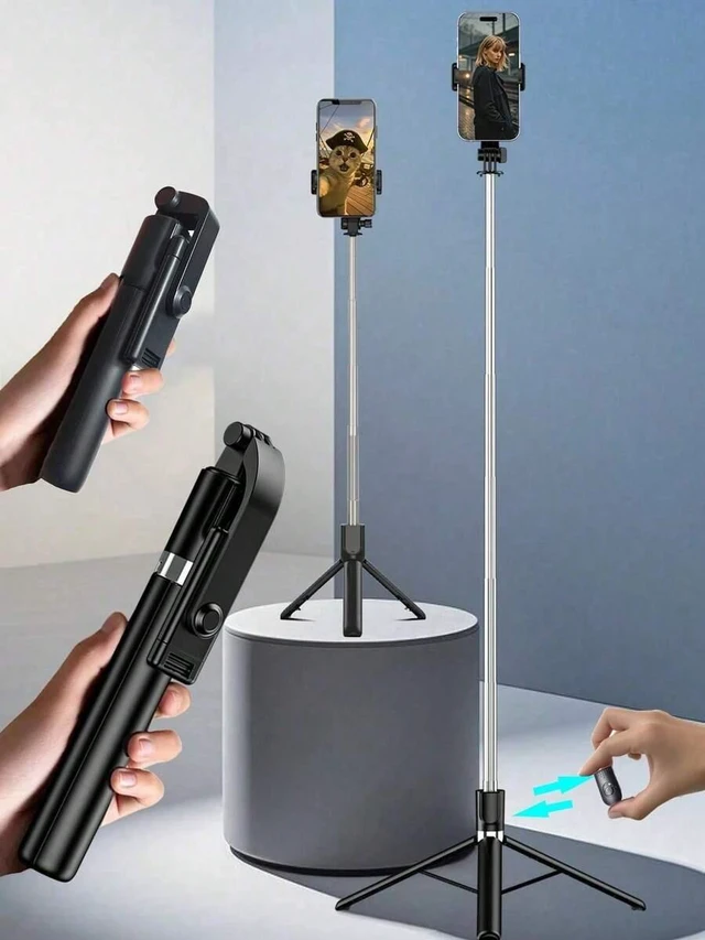 Main image of Bks Extendable Aluminum Alloy Selfie Stick Tripod With Fill Light Bluetooth Remote Compatible IOS Android Smartphones