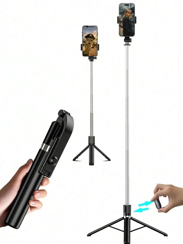 Alt view image 3 of 7 - Bks Extendable Aluminum Alloy Selfie Stick Tripod With Fill Light Bluetooth Remote Compatible IOS Android Smartphones
